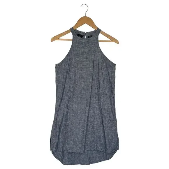 Tahari | Dresses | Tahari Dress Womens Xs Linen Halter Sleeveless A Line  Chambray Beachy Tank Blue | Poshmark